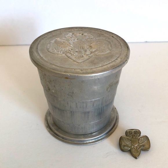 Other - Vintage Girl Scout Collapsable Aluminum Cup And Pin With Safety Pin Clasp